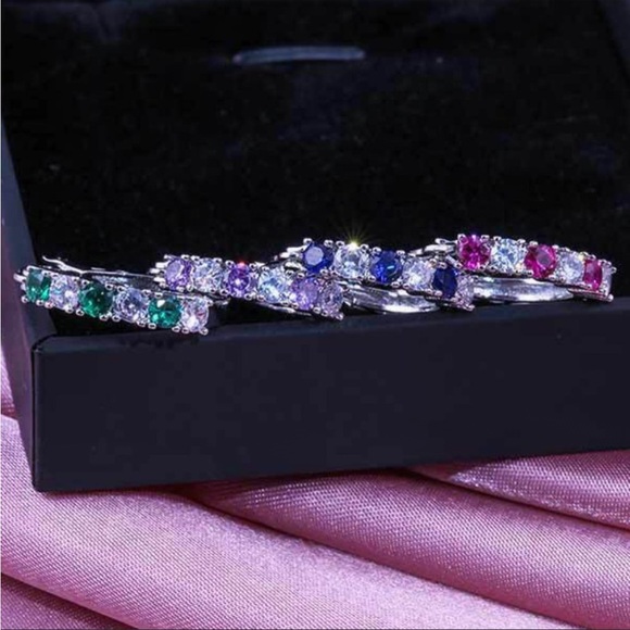 New 925 Silver Dainty  Fashion Sapphire Earrings - Picture 5 of 5